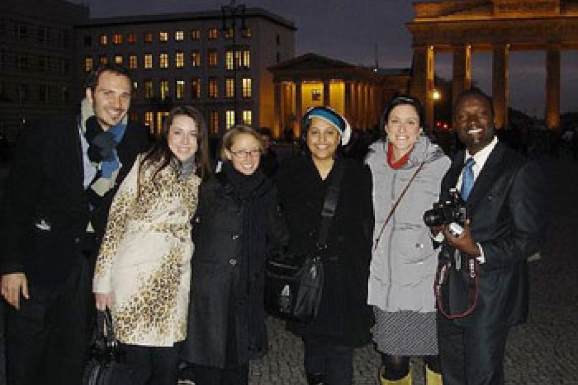 UQ student Misha Byrne (far left) in Germany in 2009 to commemorate 20 years since the fall of the Berlin Wall