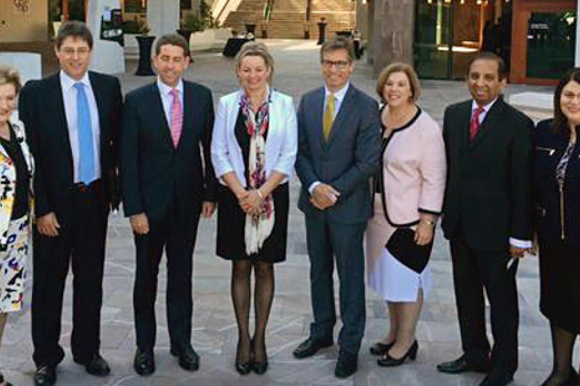 VIPs at the opening today (left to right): Federal Member for Ryan Jane Prentice, Health and Behavioural Sciences Dean Professor Bruce Abernethy, Queensland Minister for Health and Ambulance Services Cameron Dick, Federal Minister for Health Sussan Ley, UQ Vice-Chancellor Professor Peter Høj, Federal Member for Brisbane Teresa Gambaro, School of Dentistry head Professor Lakshman Samaranayake and State member for Brisbane Central Grace Grace.