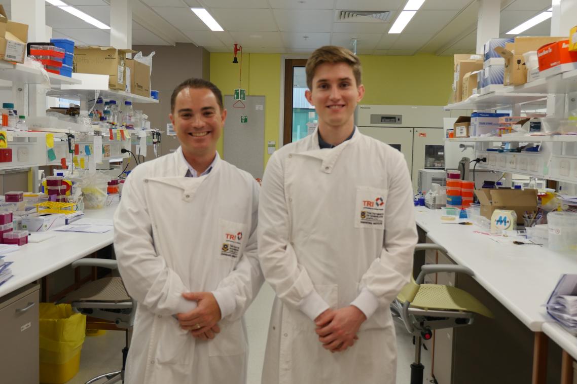 Dr Stephen Mattarollo and PhD candidate Michael Nissen.