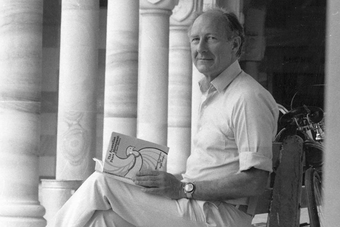Adjunct Professor Ralph Summy in the Great Court at UQ's St Lucia campus