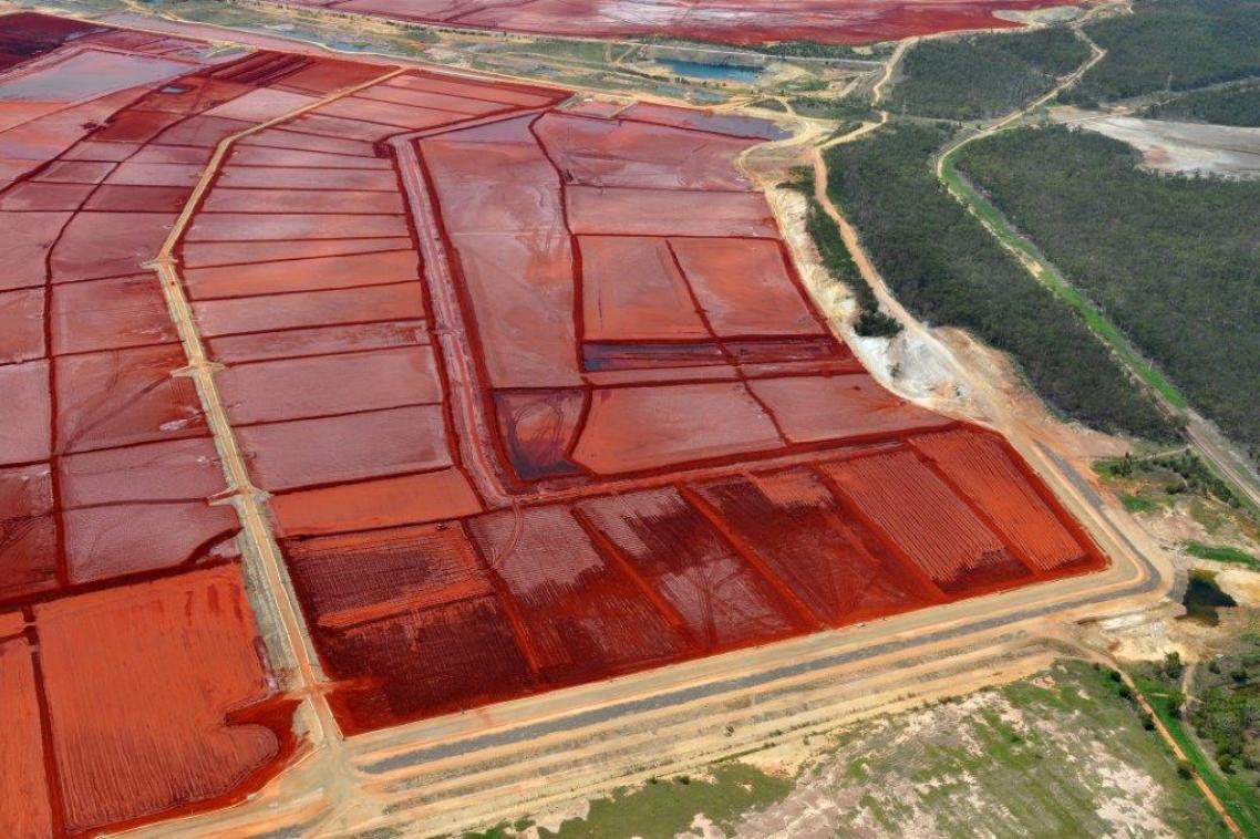 A Queensland Alumina Limited red mud dam.