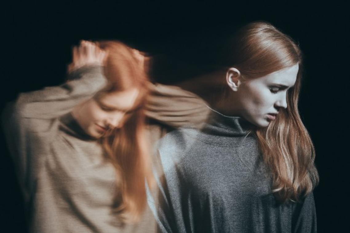 Two photographs of woman, side-by-side, representing personality disorders