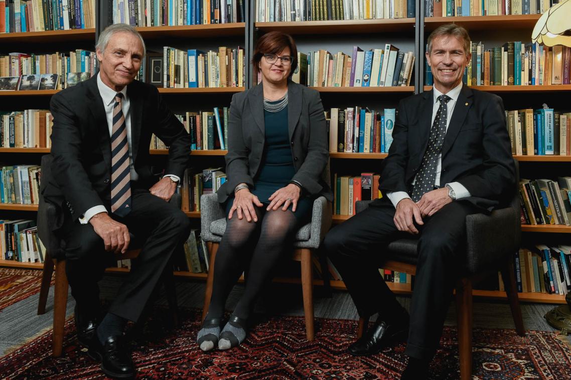 Professor Simon Haines, CEO Ramsay Centre for Western Civilisation Professor Heather Zwicker, Executive Dean of Humanities and Social Sciences University of Queensland Professor Peter Hoj, Vice-Chancellor and President, University of Queensland