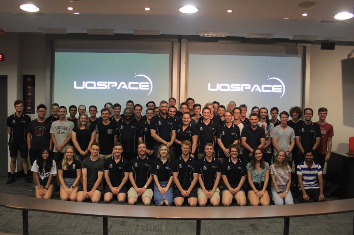 The full UQ Space team, ready to watch their projects lift off at Thunda Down Under 2019.