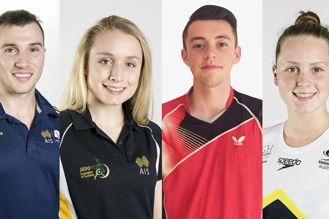 UQ athletes Michael Mercieca, Ellen Wright, Jake Duffy and Gemma Cooney.