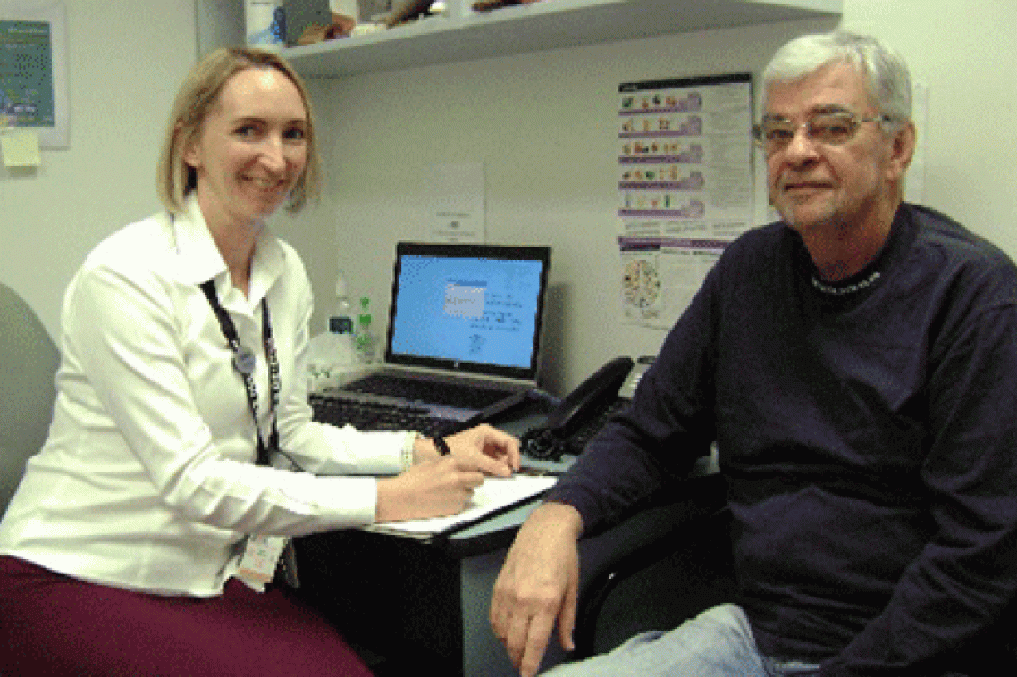 Teresa Brown with a patient enrolled in the trial