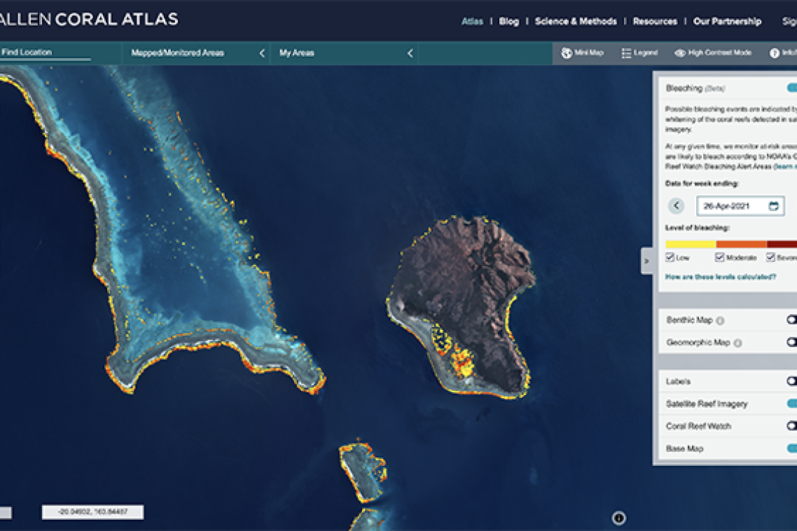 The Allen Coral Atlas Monitoring System, New Caledonia on April 26, 2021