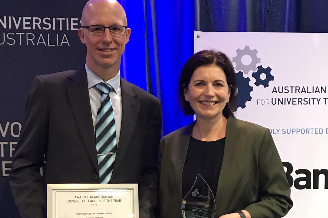 Professor Blake McKimmie and Professor Barbara Masser at last night's awards ceremony in Canberra