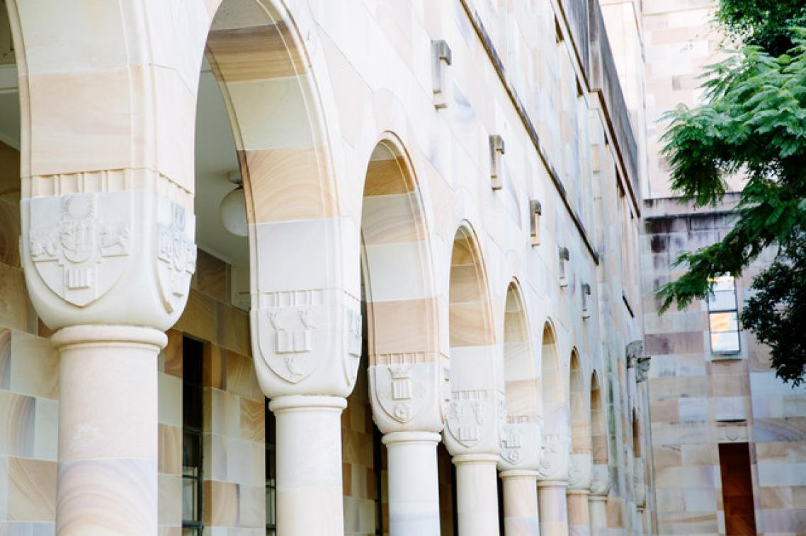 Sandstone pillars in UQ's Great Court.