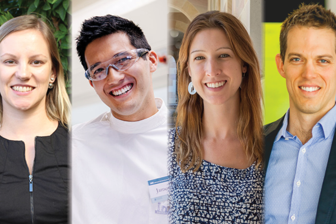 UQ's 2018 Fulbright Scholars - Dr Anna Urbanowicz, James Hill, Karri Neldner and Dr David Ireland 