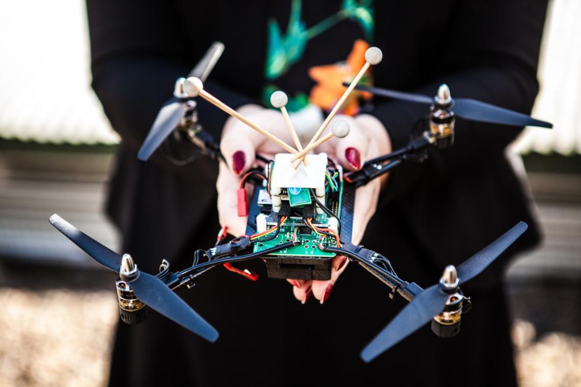 A drone in the palms of Dr Pauline Pound