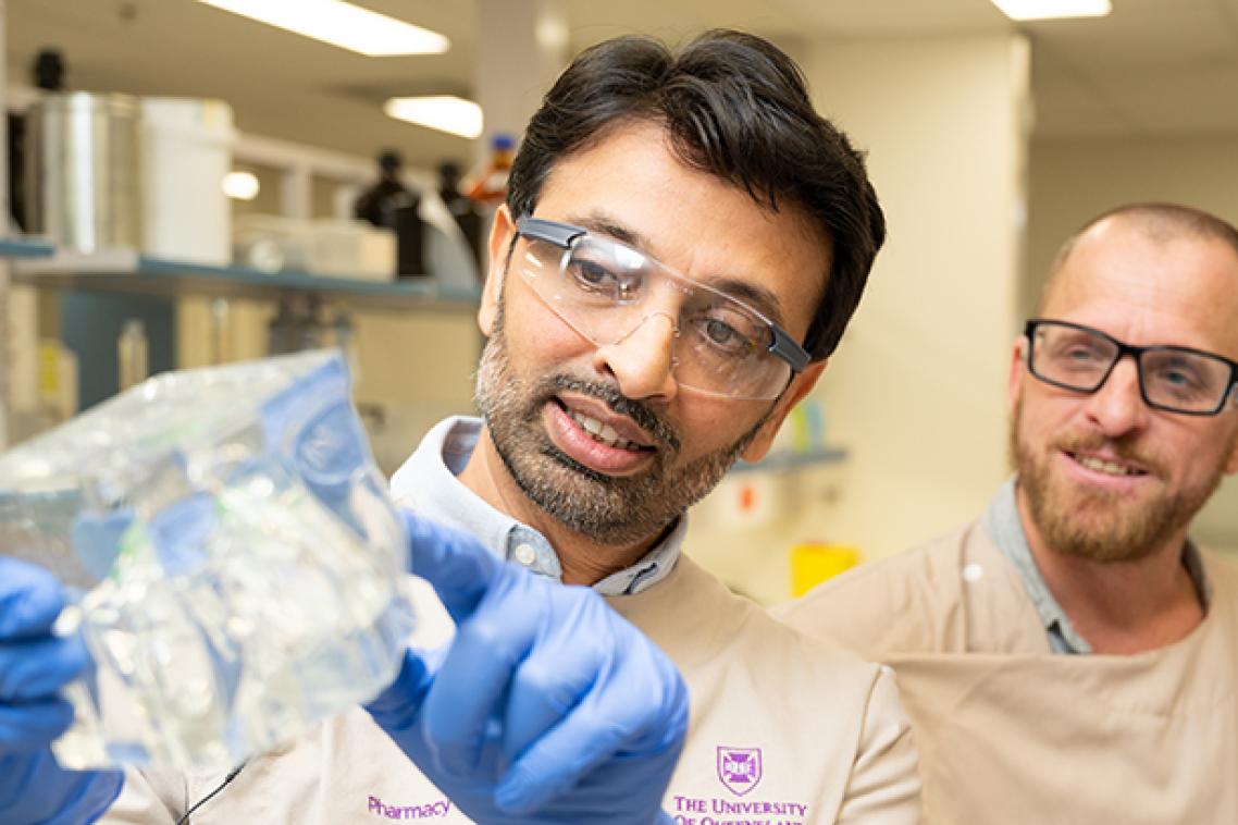 Dr Harendra Parekh with a demonstration model of the sol-gel technology