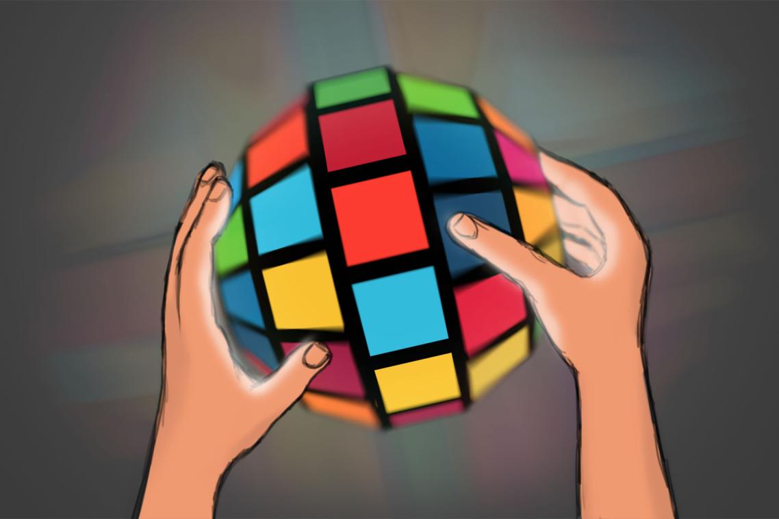 Graphic image - a pair of hands holds a globe
