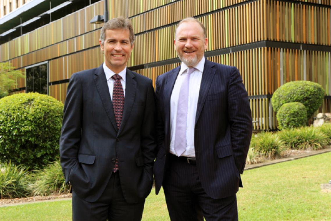 UQ Vice-Chancellor and President Professor Peter Høj with alumni and donor Mr Paul Taylor.