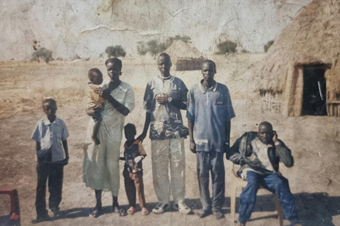 Family in refugee camp in Sudan