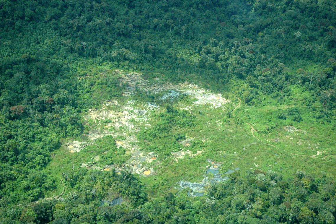 Mining site in Kahuzi Biega National Park in eastern Democratic Republic of Congo.