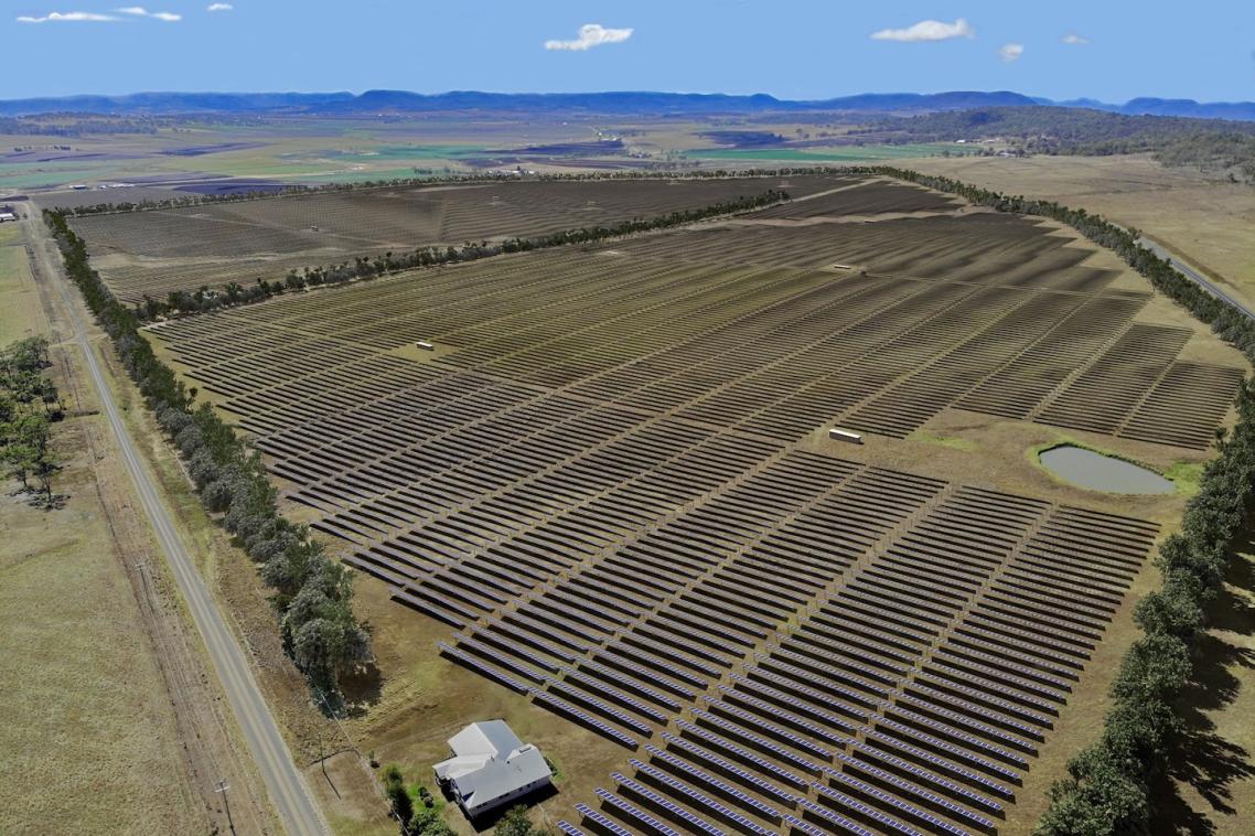 An artist's impression of the Warwick Solar Farm