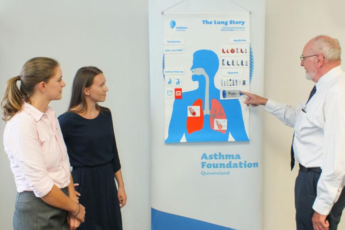 L to R: Scholarship recipients Johanna Schagen and Liisa Murray and Dr Charles Mitchell