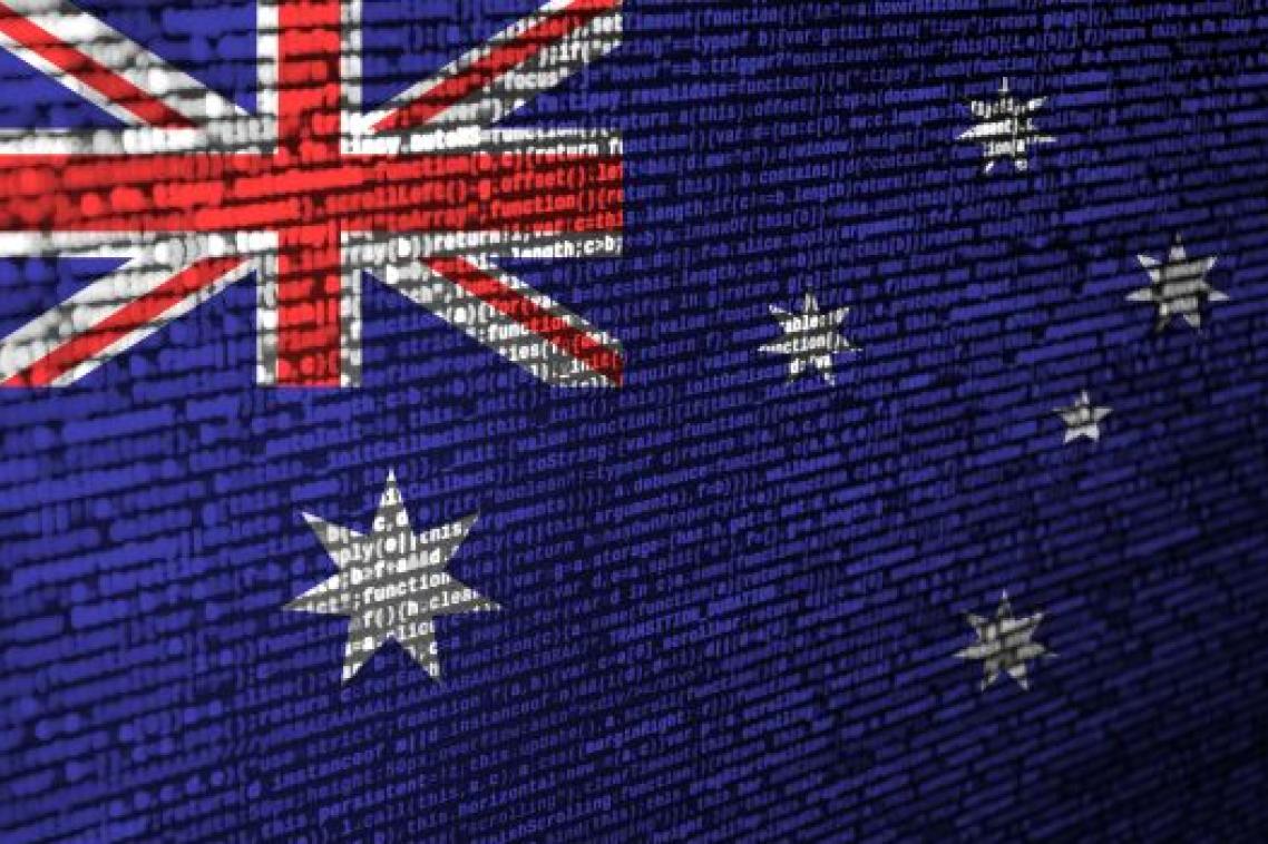A picture of the Australian flag made up of computer coding.