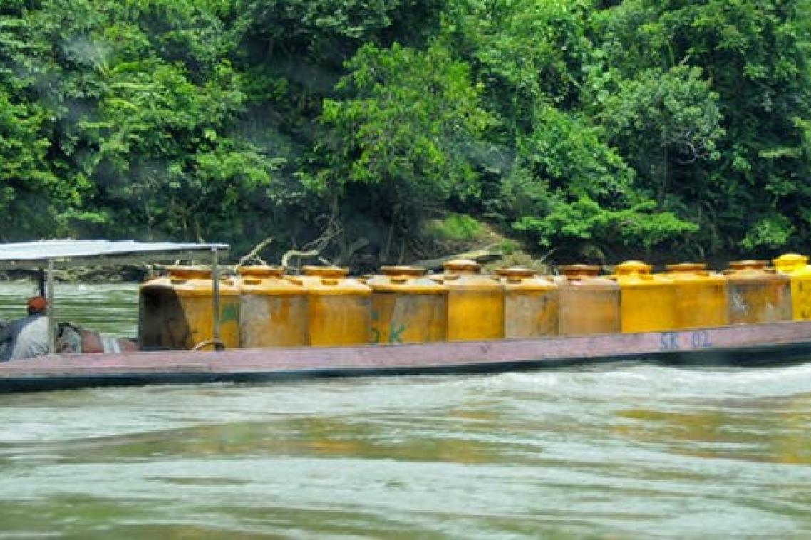 A boat in Indonesia’s Kayan Mentarang National Park.