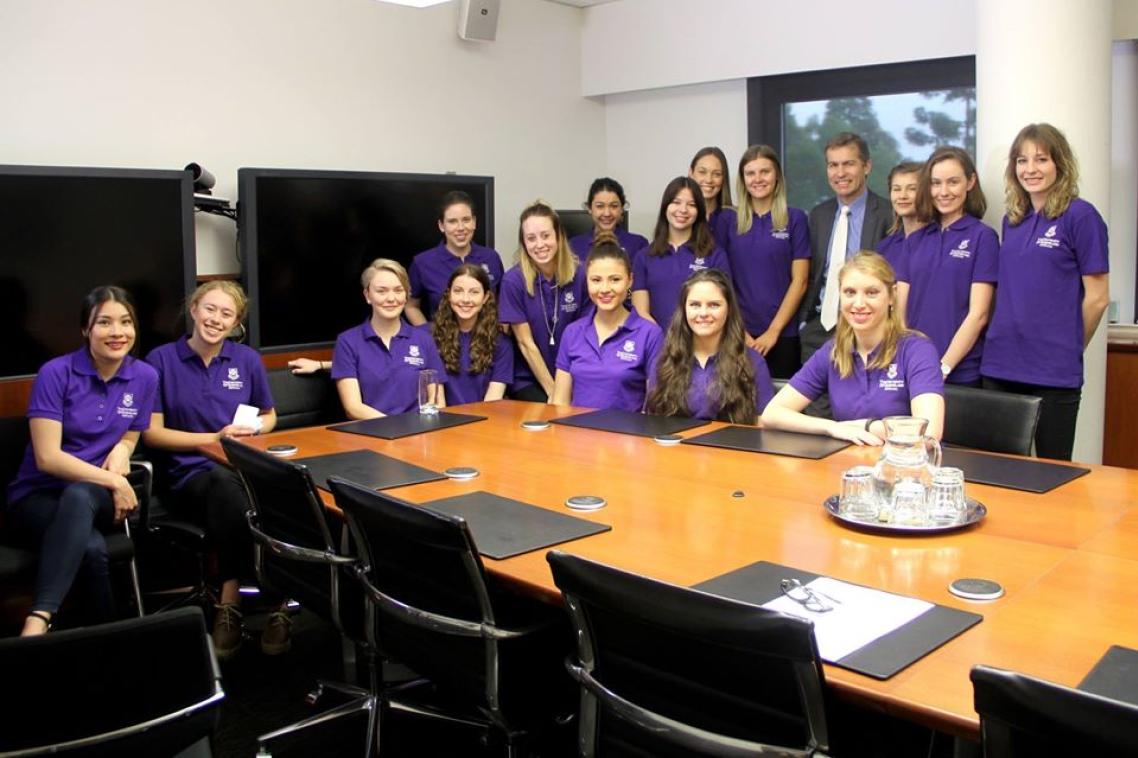 UQ journalism students bound for India meet Vice Chancellor Professor Peter Høj.