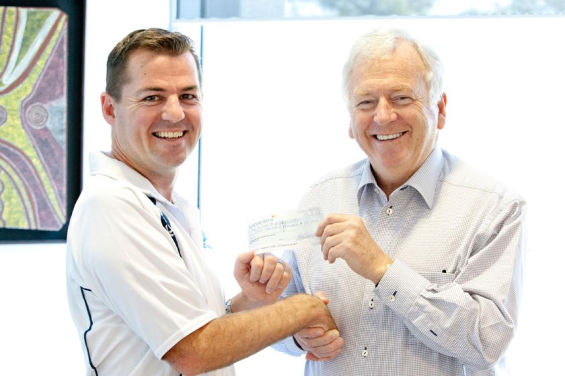 Scott Sullivan with QBI Director Professor Perry Bartlett in 2012.