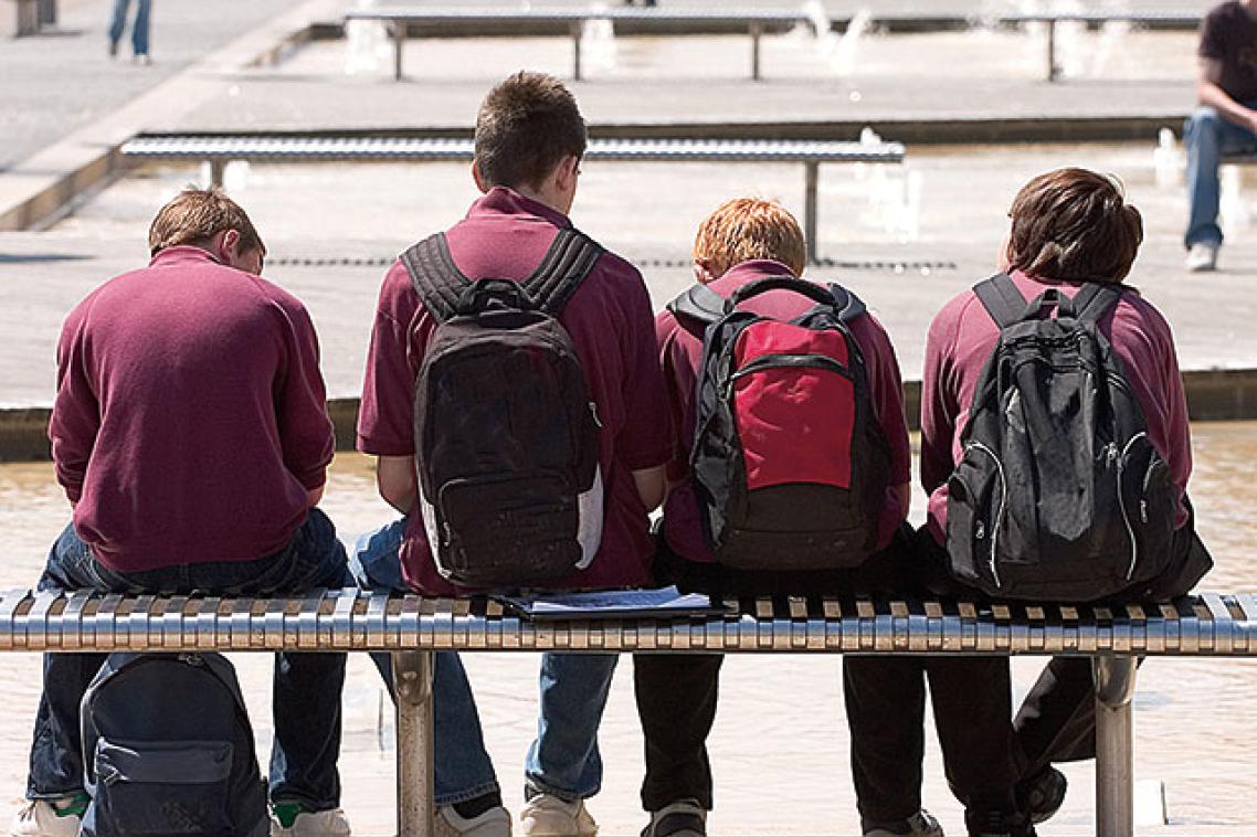 School boys skipping school