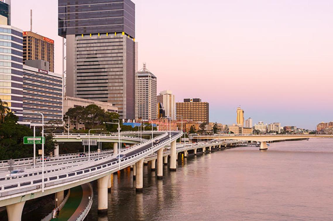Brisbane river and city skyline