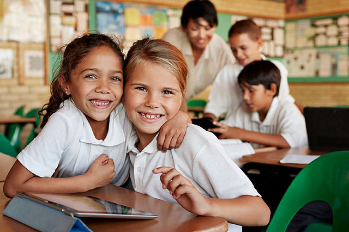 Primary school children in class