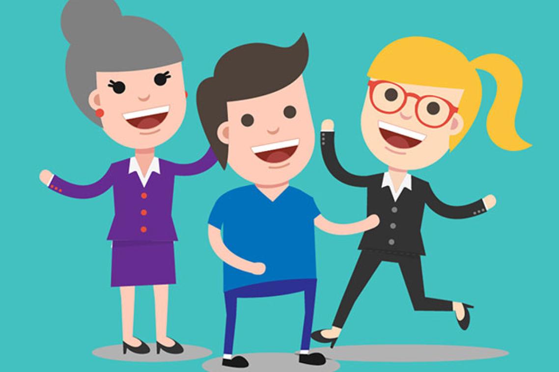 Cartoon people smiling
