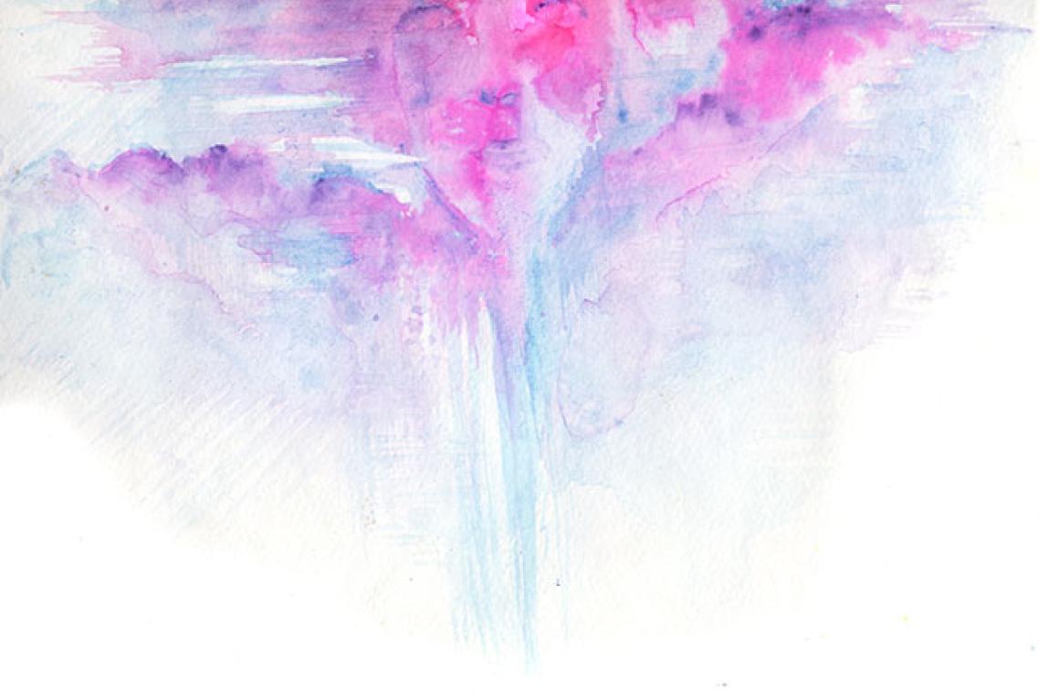 Abstract water colour art of a person