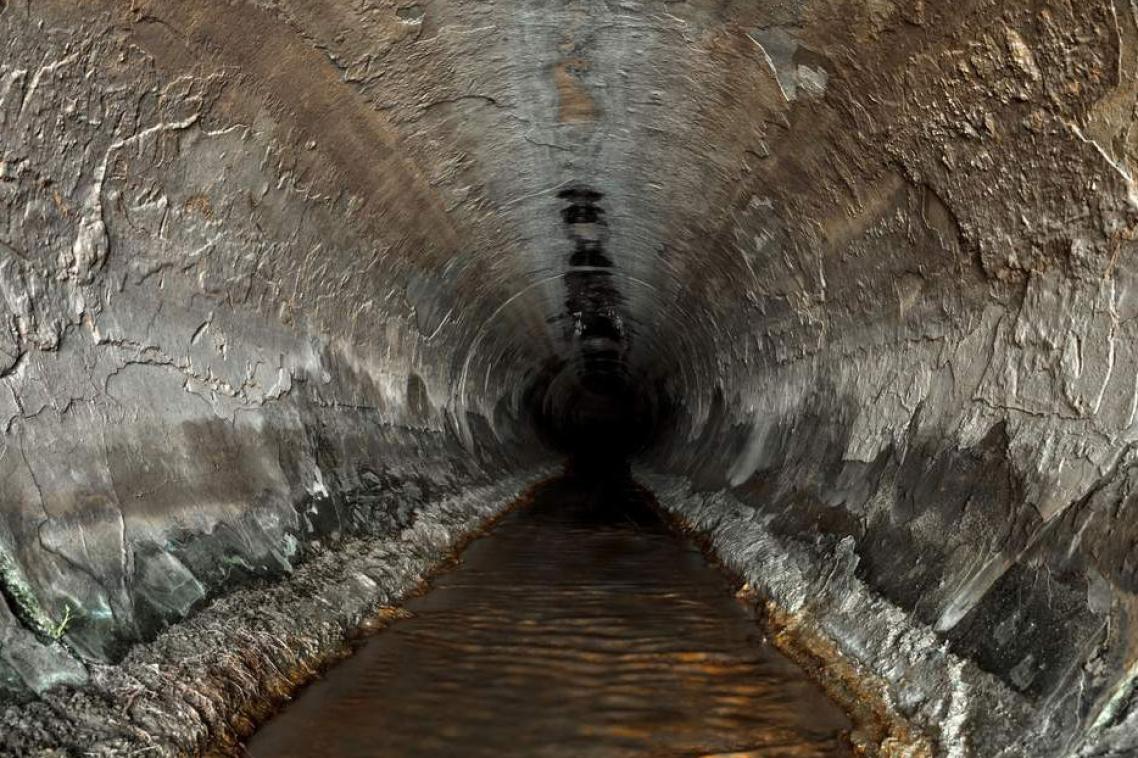 Inside of a sewer pipe