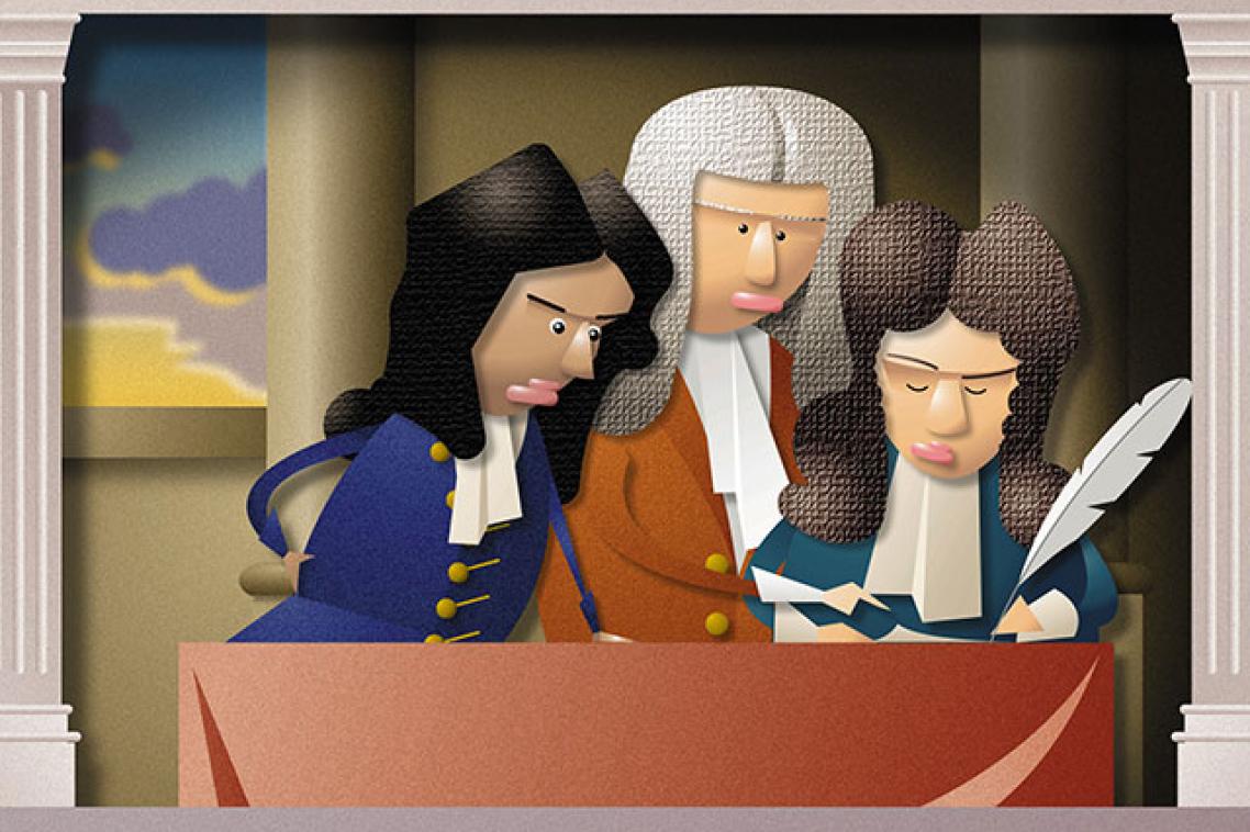 cartoon of writers holding a quil
